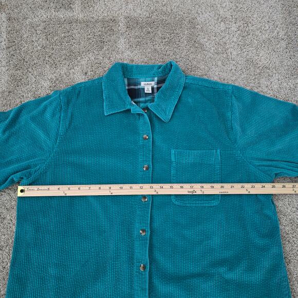 L.L.Bean Corduroy Shacket Jacket Flannel Teal Sz XL Coastal Grandma FallLayers - Picture 8 of 10